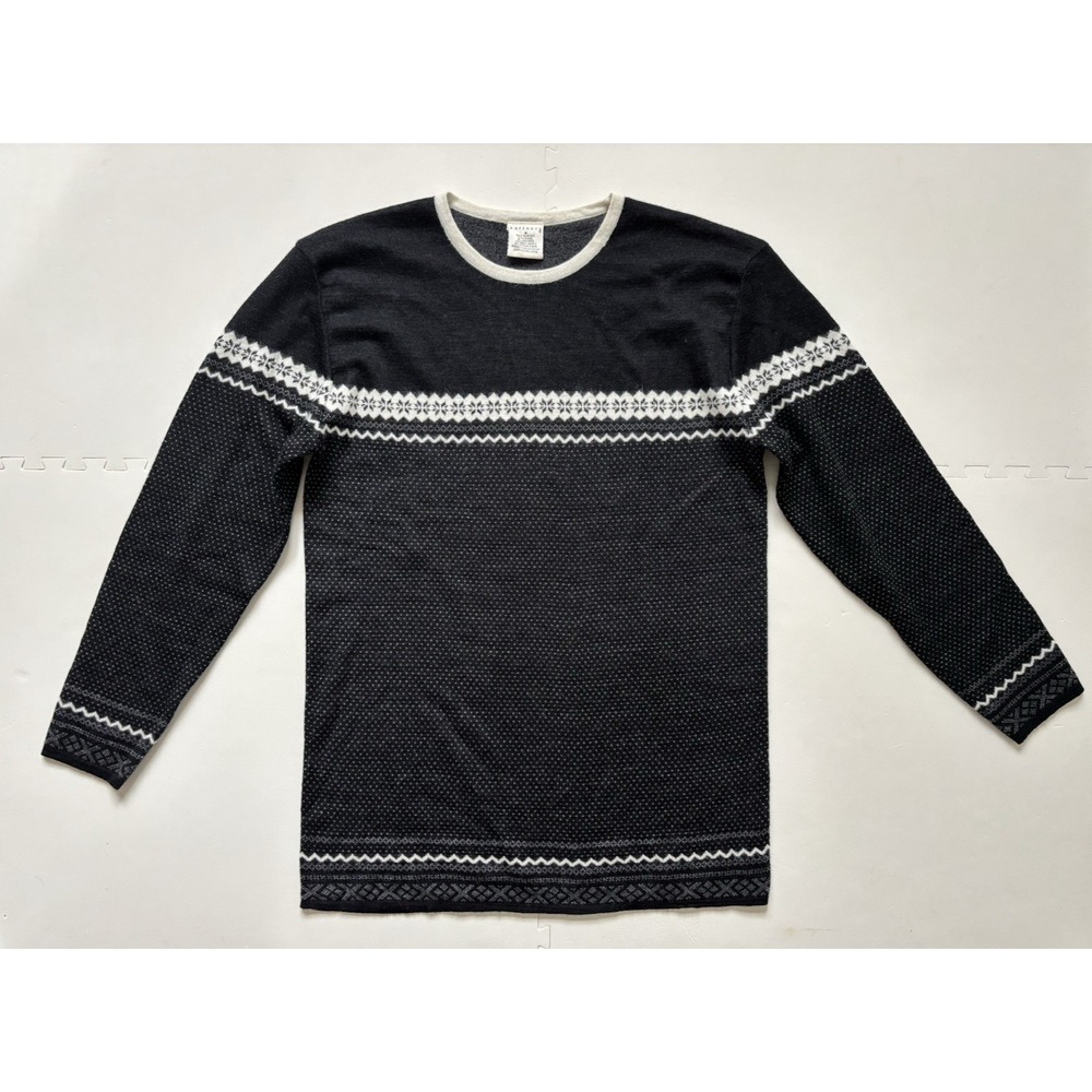 Vtg PARTNERS Mervyns Womens Fair Isle Sweater Nordic Icelandic - Size M Black
